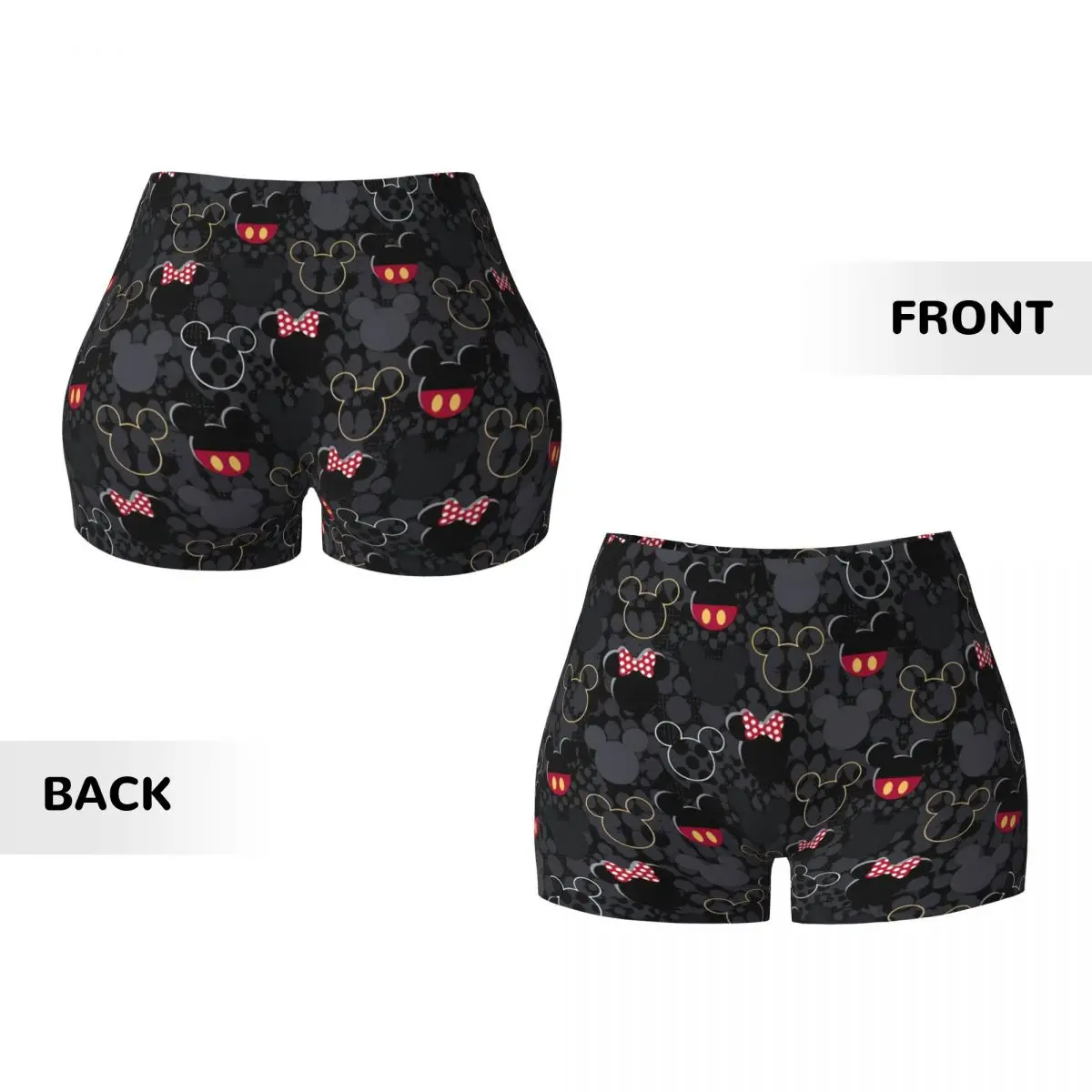 Custom Mickey Mouse Art Cartoon Biker Running Workout Shorts Women Gym Athletic Yoga Shorts