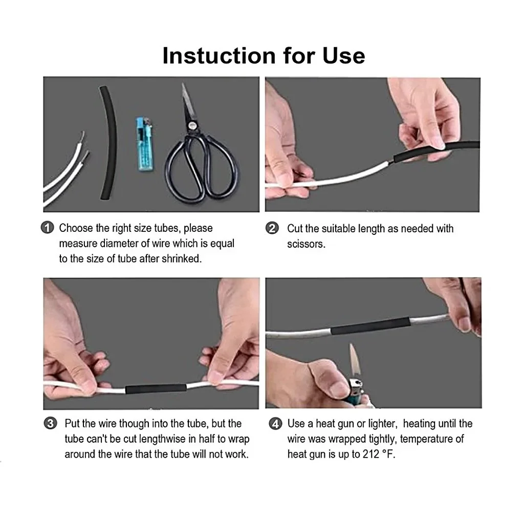 580pcs/Set Waterproof Shrinkage 2:1 Heat Shrink Tube Assorted Kit Polyolefin Insulation Sleeving Electrical Wire Cable