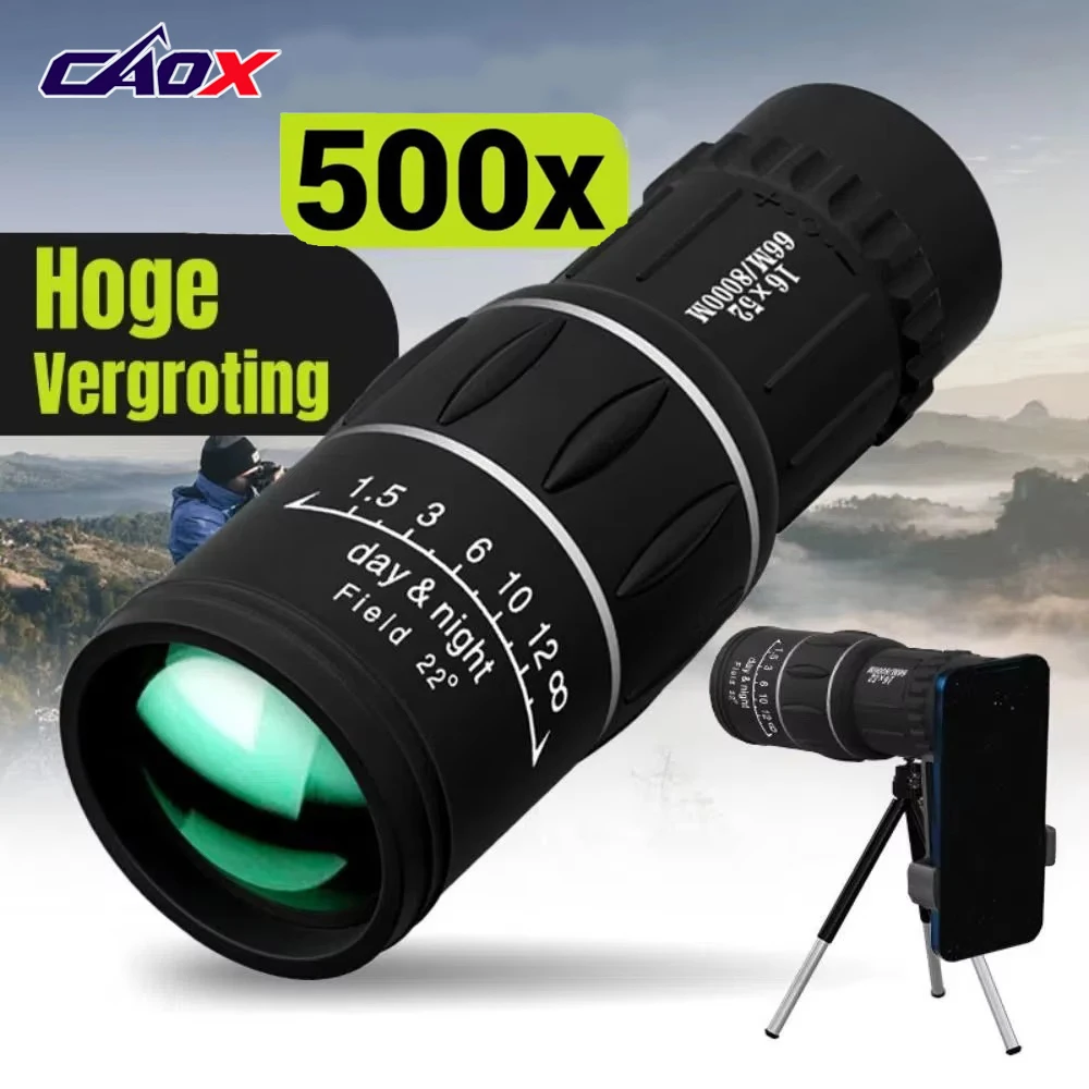 CAOX 16x52 Monocular Telescope High-Power Dual Focus Optical Zoom Scope High ...