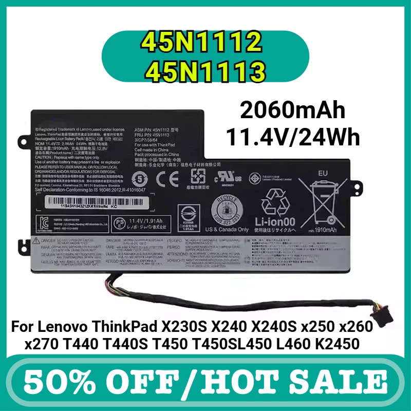 

45N1112 45N1113 Laptop Battery for Lenovo ThinkPad T440 T440S T450 T450S X230S X260 X270 X240S X250 45N1108 45N1110 45N1111