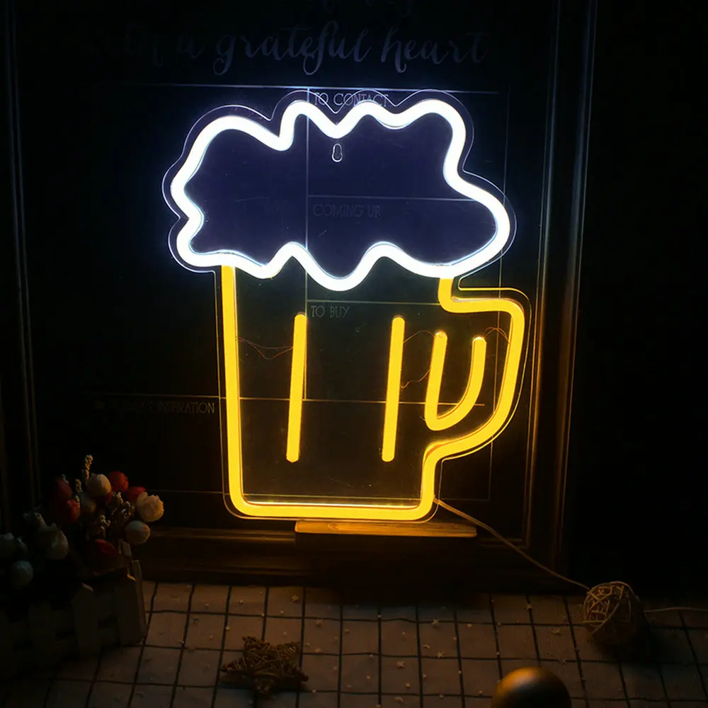 

WanXing Beer Hamburger Fries Tomato Shaped Custom Made Neon Sign Light For Bar Home Room Restaurant Fun Personality Wall Decor