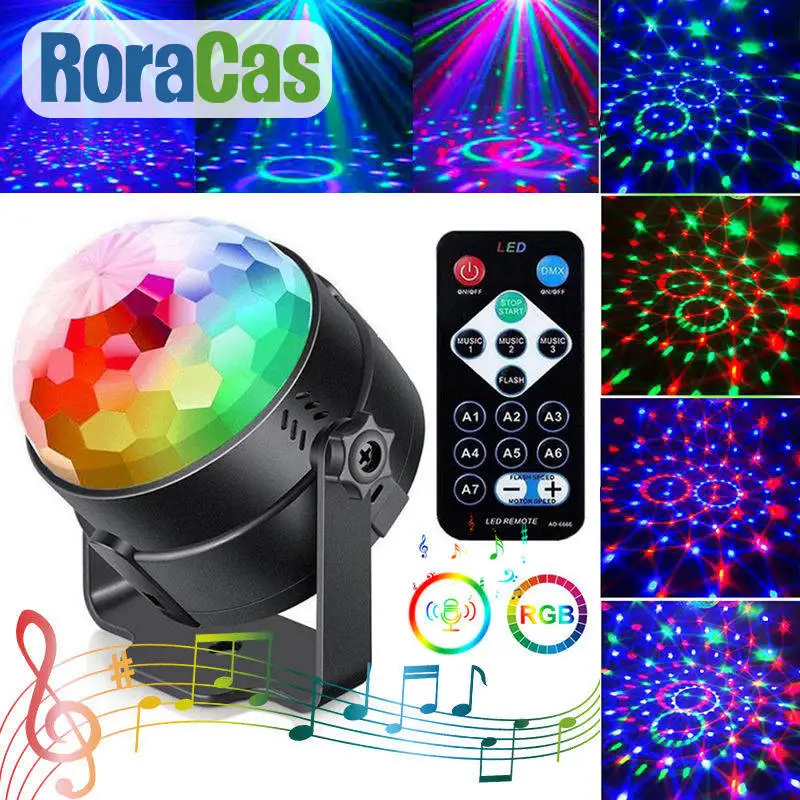 

Music Sync Rotating Disco Ball DJ Party Laser Lights Projector RGB 3 LED Stage Light For Christmas Wedding Birthday Party Lights