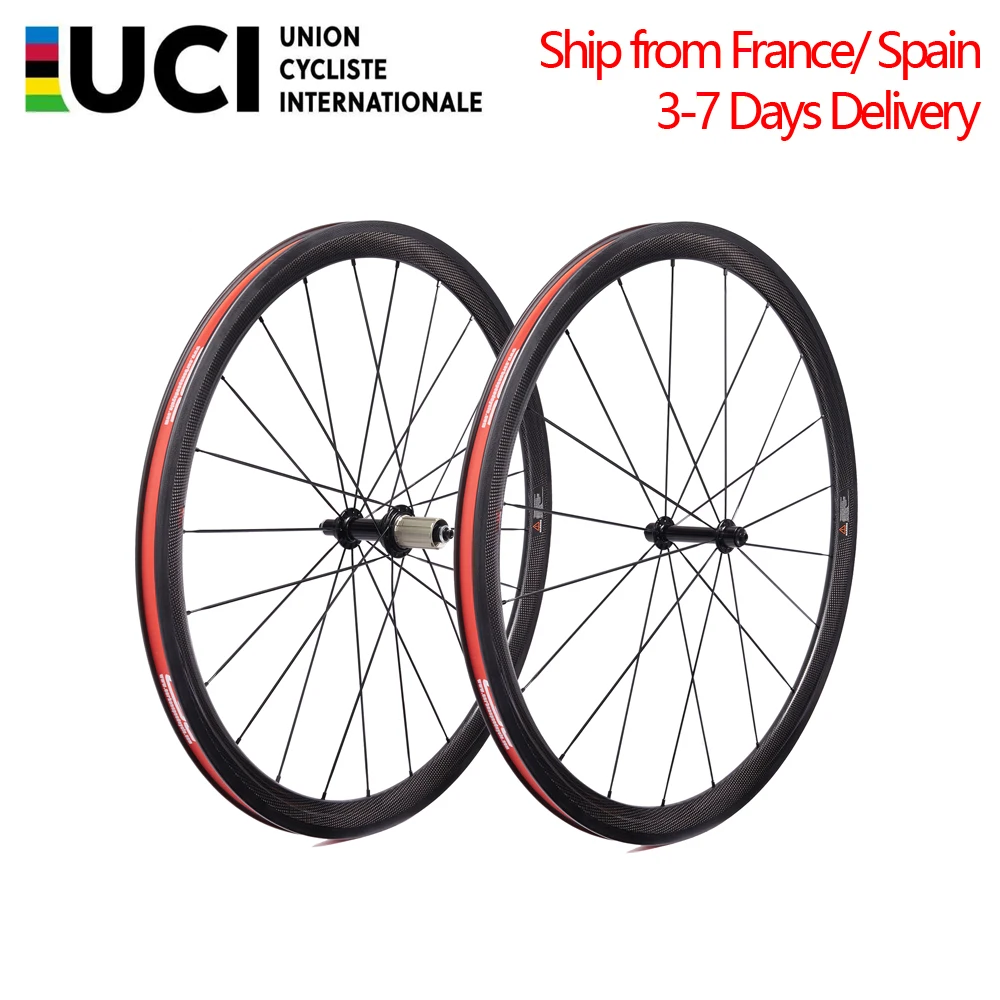 Europe Stock No Tax 38/50/60mm Road Bike Carbon Fibre T800 Wheels 700C Ultra Light AS511SB FS522SB R13 Rim Brake Carbon Wheels