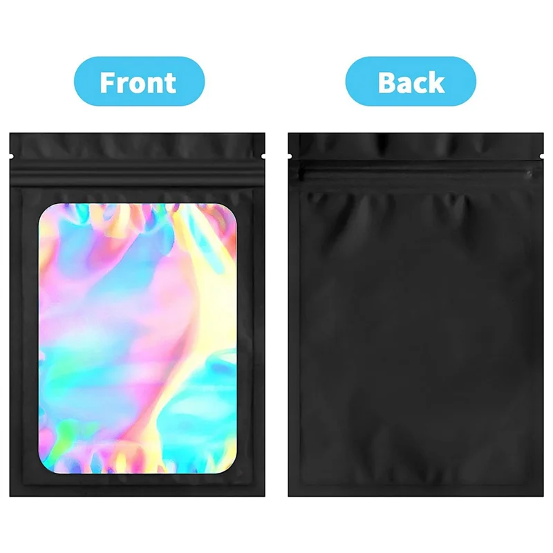 

100 Pack Mylar Bags Holographic Smell Proof Packaging Bag For Small Bussiness Resealable Pouch Bags(3X5 Inch) Easy To Use Black