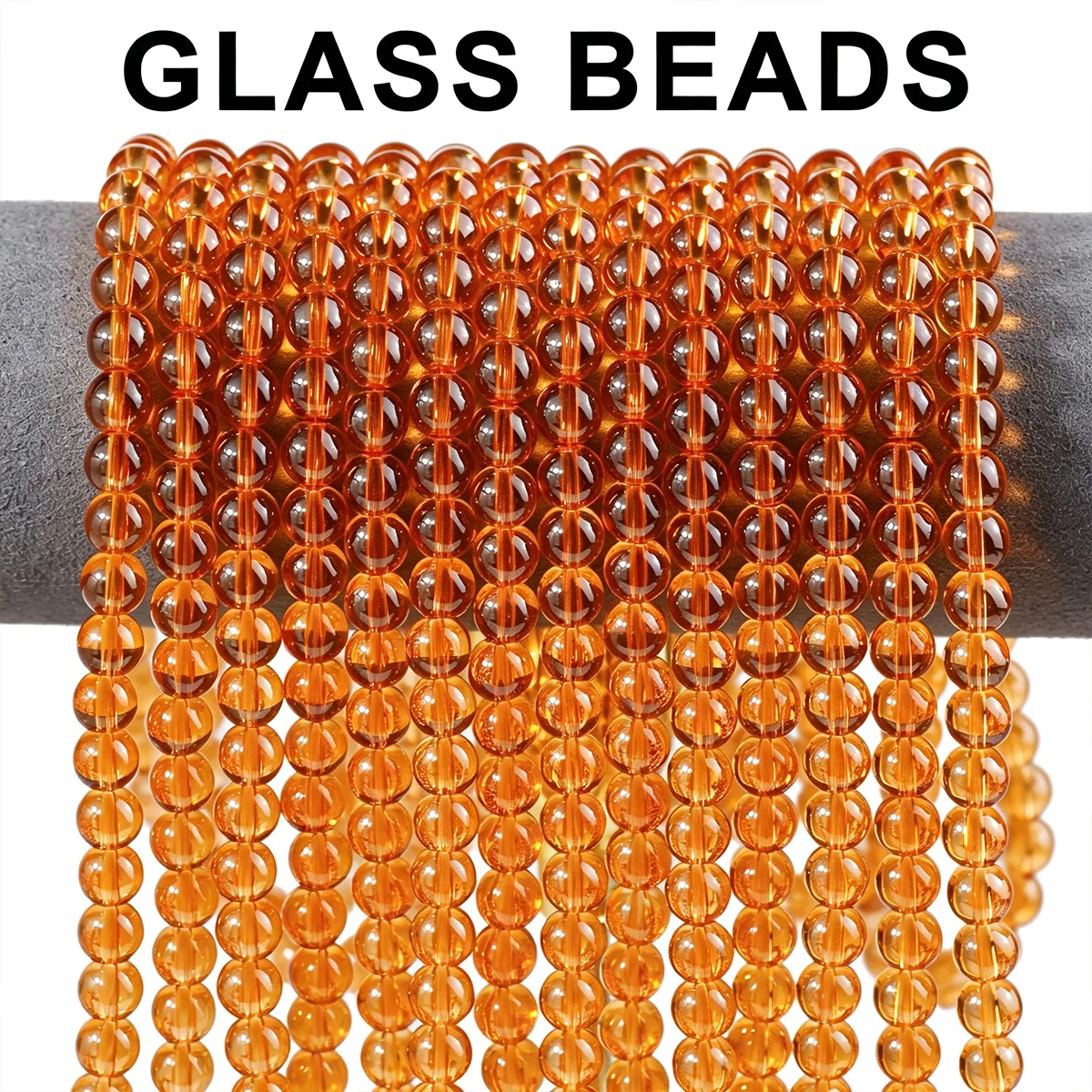 50-150Pcs 8mm Orange-red Transparent High Quality Glass Loose Bead for Jewelry Making Bracelet Necklace Keychain DIY Accessories