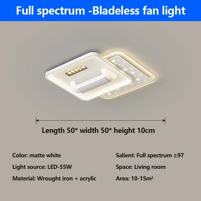 Plafondventilatoren Stille, onzichtbare bladloze elektrische ventilator Led-lamp Afstandsbediening ventilatorverlichting voor woonkamer slaapkamer kroonluchters