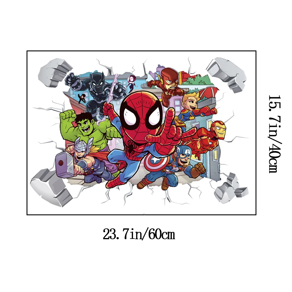 Autocollant Mural Enfant Super Héros - Vinyle Amovible Multicolore - Marque Oracal - Neuf Sous Emballage