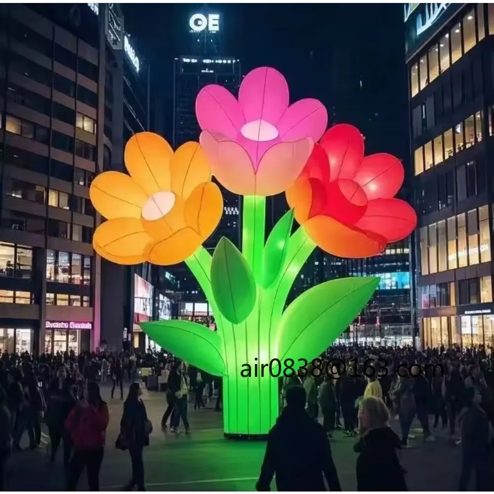 Popular Colorful Giant Inflatable Flower with Lights for Party Wedding Festival Stage Decoration