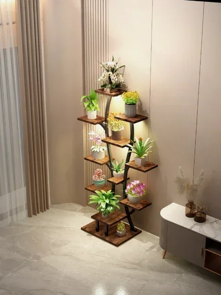 

(Vase Shape) Plant Stand Indoor with Grow Lights, Indoor Plant Shelf, Metal Plant Flower Holder Stand