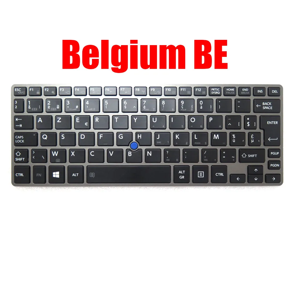 Belgium BE Laptop Keyboard For Toshiba For Portege Z30-B Z30T-B Black With Gray Frame With Backlit&Pointing New