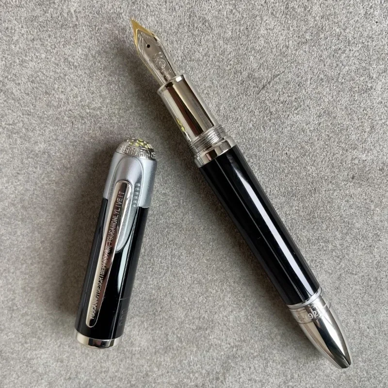 Wingsung Yellow Piston Fountain Pen Gold/Silver Blade Nib M 0.7mm Ink Pen Business Good Gas Tightness Smooth Writing Smooth Gift