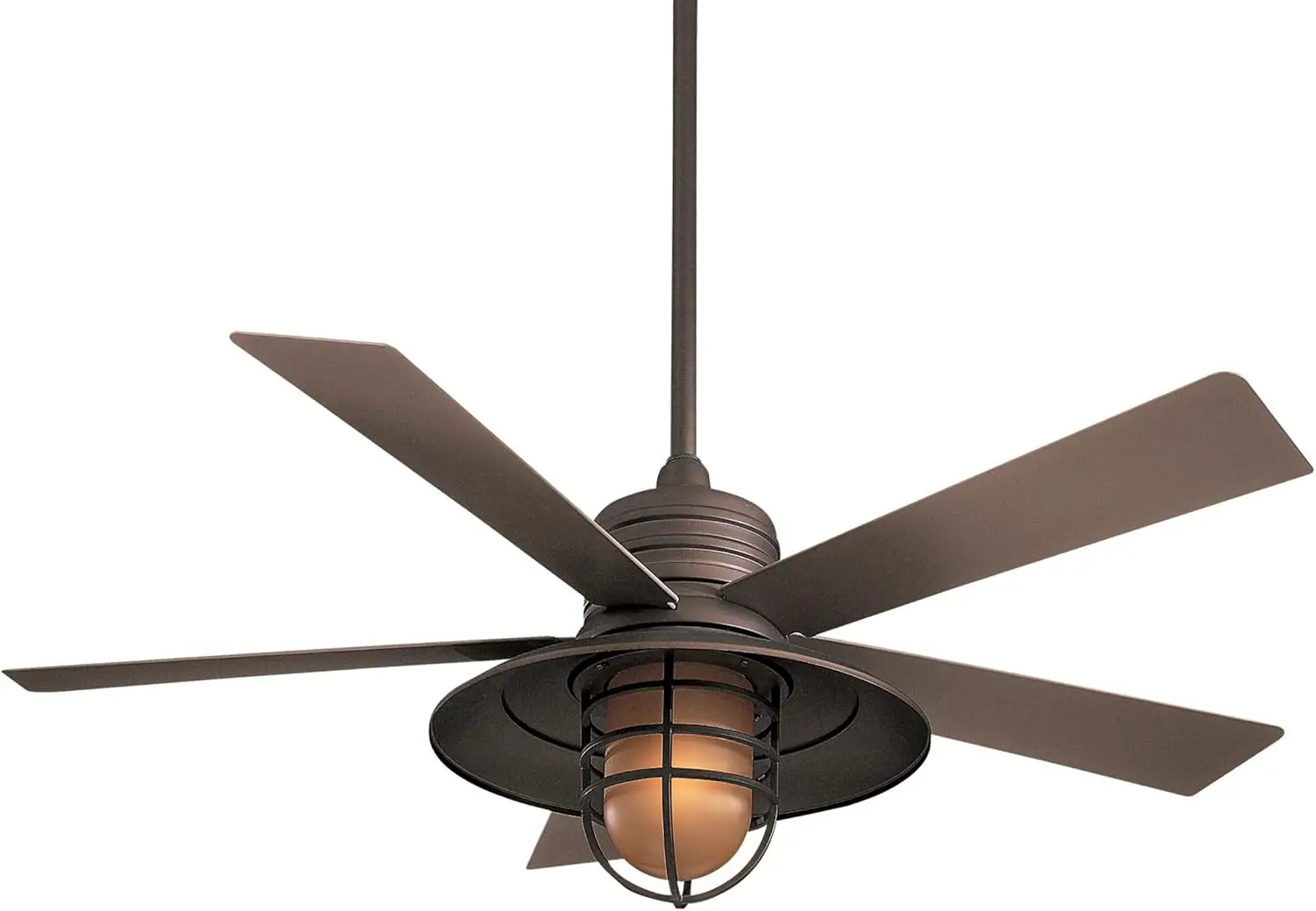 Rainman 54 Inch Outdoor Ceiling Fan with Integrated Caged Light in Oil Rubbed Bronze Finish