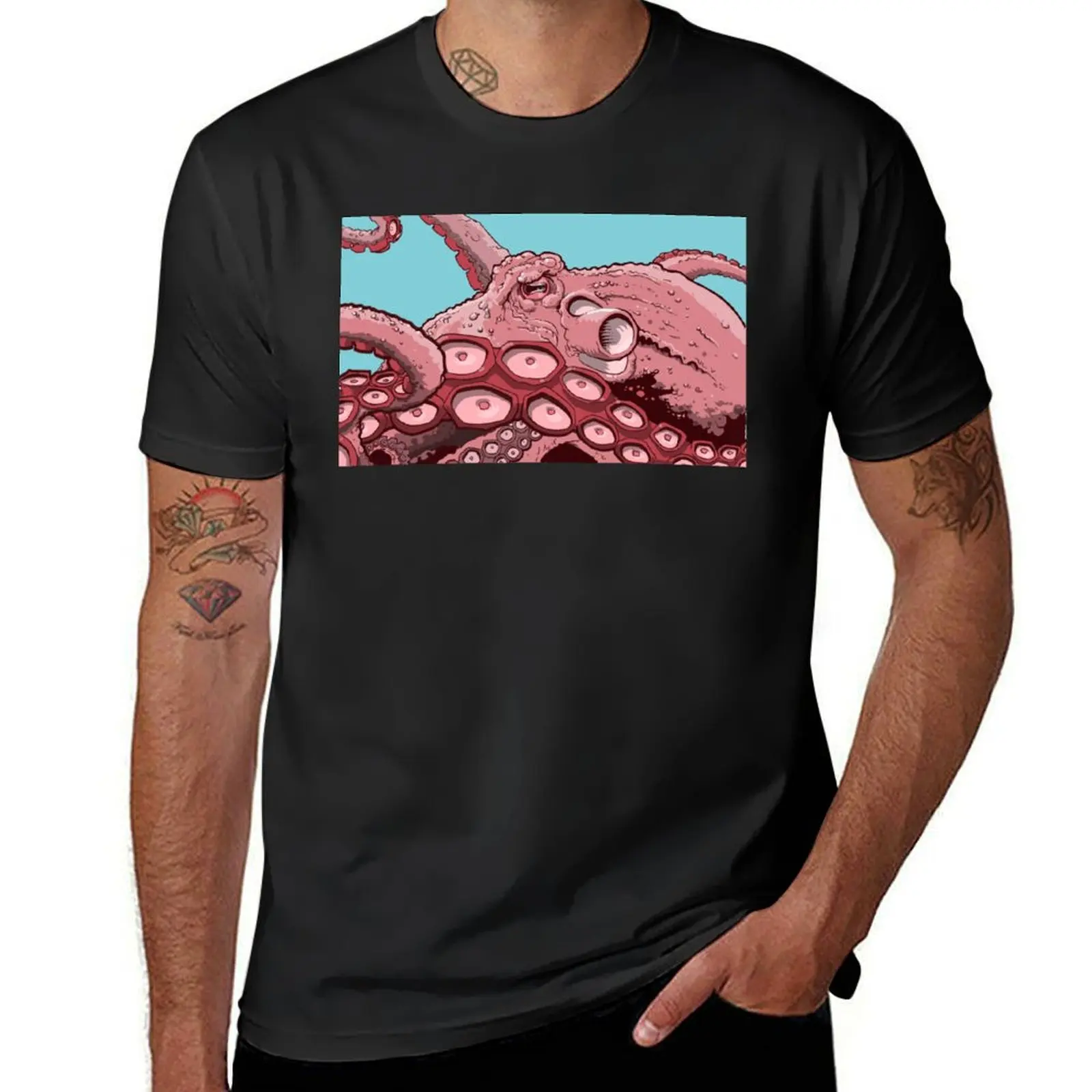 

Pink Octopus Design T-Shirt summer clothes anime tshirt summer 2025 aesthetic clothes mens big and tall t shirts