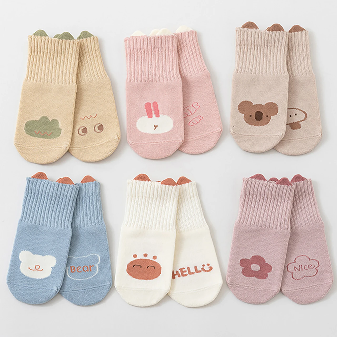 Baby Non-slip Floor Sock Cute Cartoon Toddler Mid Tube Socks Soft Kids Cotton Socks 0-3Year Boys Girls Spring Autumn Footwear
