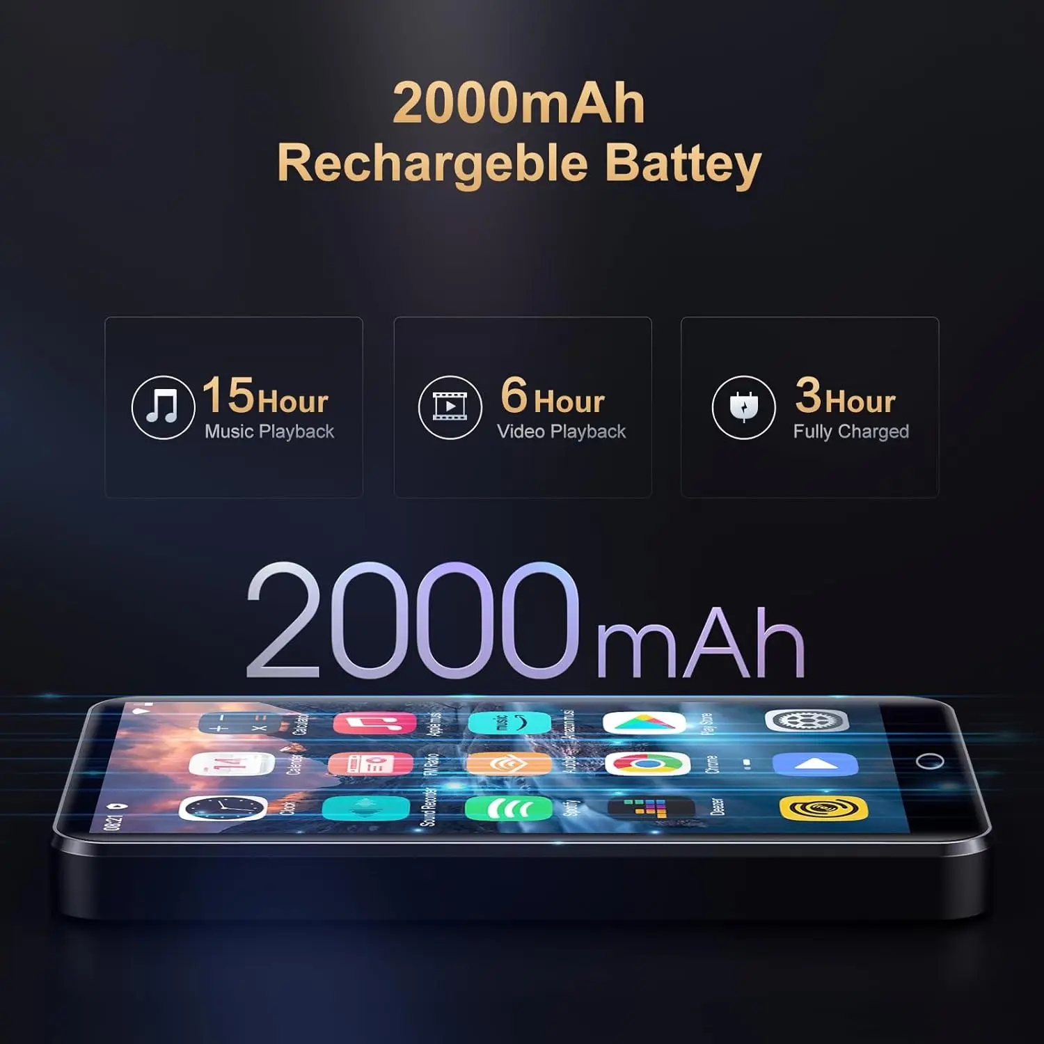 16GB/80GB MP3 플레이어 안드로이드 9.0, 블루투스 및 WiFi 지원, 4.0인치 스피커, FM 라디오, 전자책, 최대 512GB 용량
