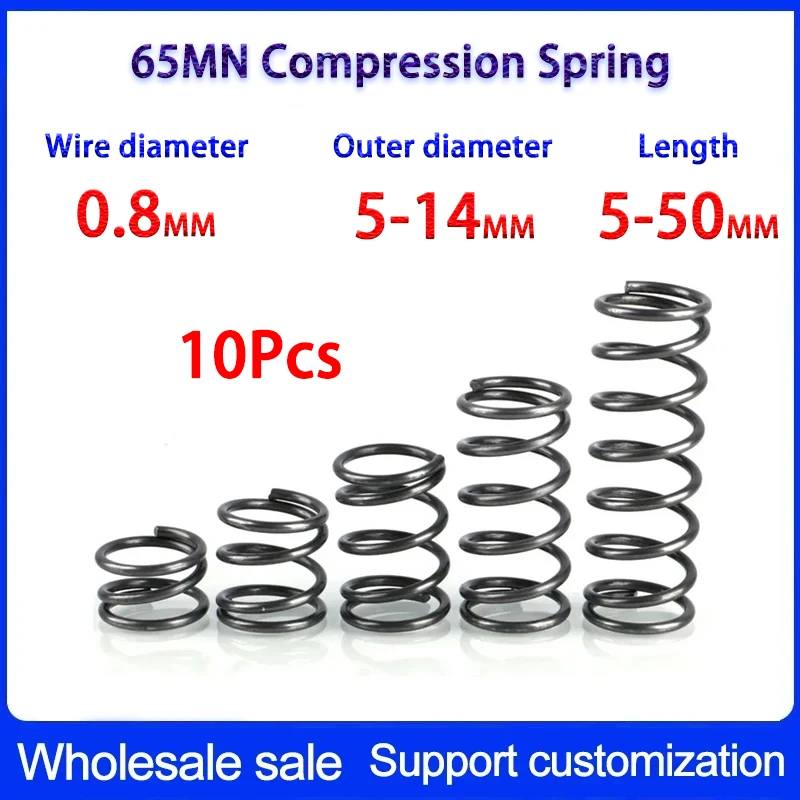 Wire Diameter:0.8mm, Outer Diameter: 5-14mm,Length 5-50MM,Compression Spring, Mini Industrial Compression Return Press Spring.