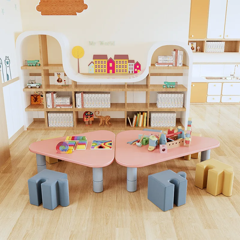 

Современный милый утолщенный деревянный учебный стол и стулья