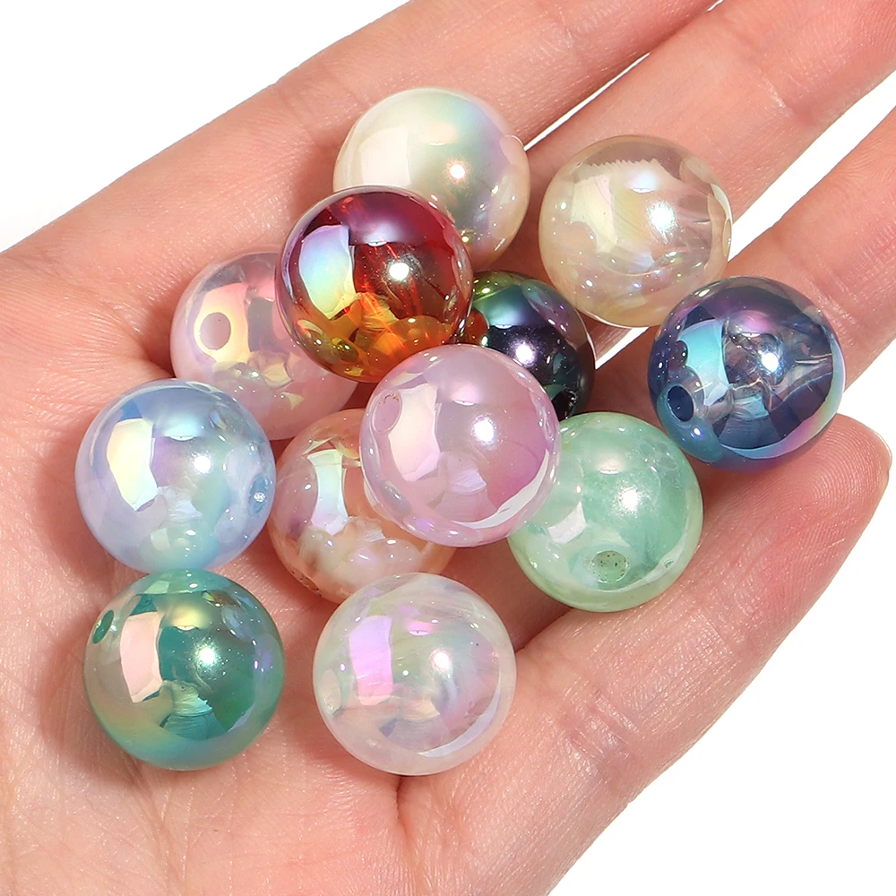 10-20pcs 16mm Colorful AB Acrylic Beads Glossy Round Loose Spacer Beads For Jewelry Making DIY Phone Chain Keychain Accessories