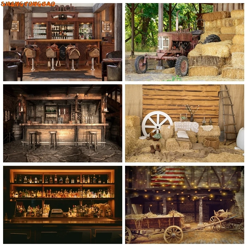 

Rural Countryside Straw Wooden Wall Wheel Photo Backdrops Photozone Flowers Potted Plants Photography Backgrounds Studio Props