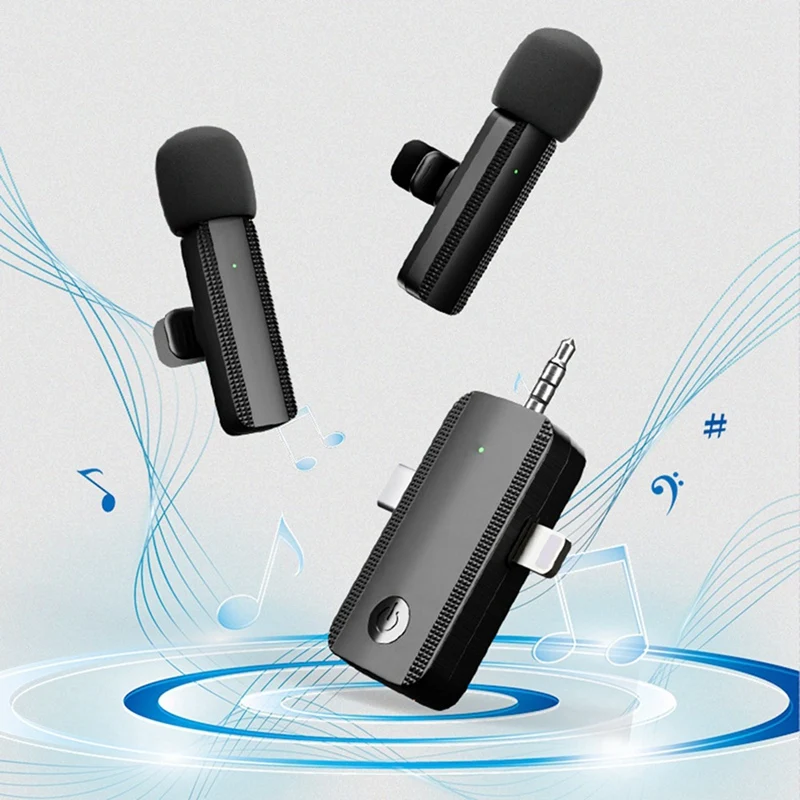 

3-In-1 Mobile Phone Live Broadcast Microphone,Wireless Clip Microphone,Suitable for Recording and Short Video One to One-A75P