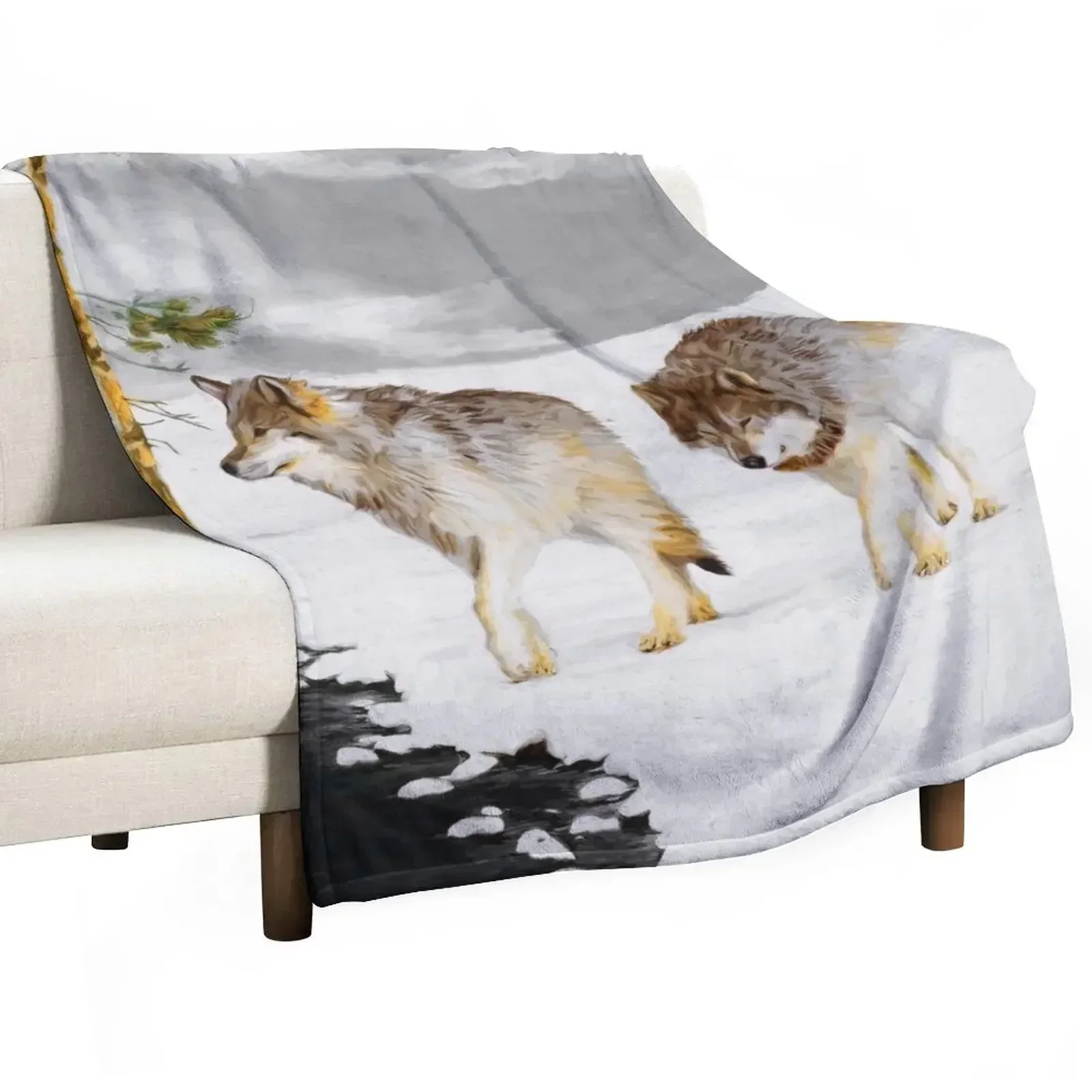 

Wolves in Snow Throw Blanket Multi Purpose Soft Warm Blanket for Home Travel