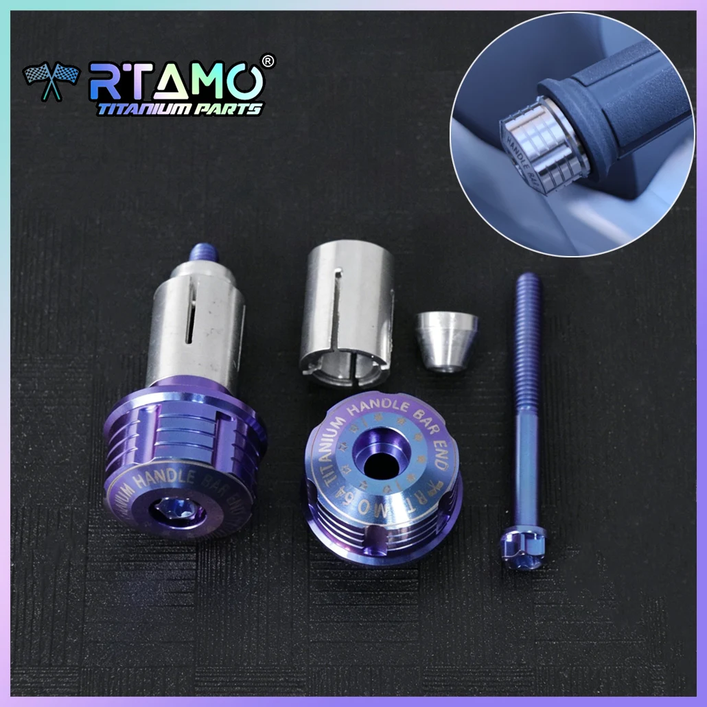 RTAMO Gr5 Titanium Handle Bar End with Bolts M6X45 for Motorcycle Modification