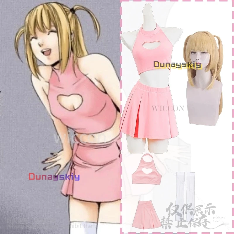 

MisaMisa Cosplay Y2K Jirai Kei Girls Anime Costume Pink Cut-out Love Top Kawaii Sexy Miniskirt Wigs For Halloween Cos платье