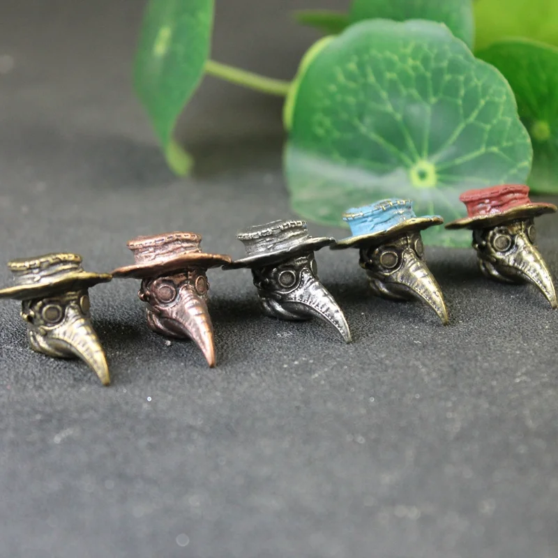 Brass Long Beak Doctor Woodpecker Knife Bead Keychains Pendants Umbrella Rope Paracord Beads EDC Outdoor Tool DIY Handmade Woven