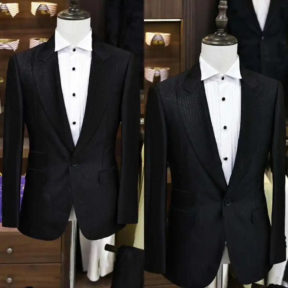 Customized Style Men Suit Simple  2 Piece Business Groom Tuxedos Wedding Male Prom Blazers Men suits and separates
