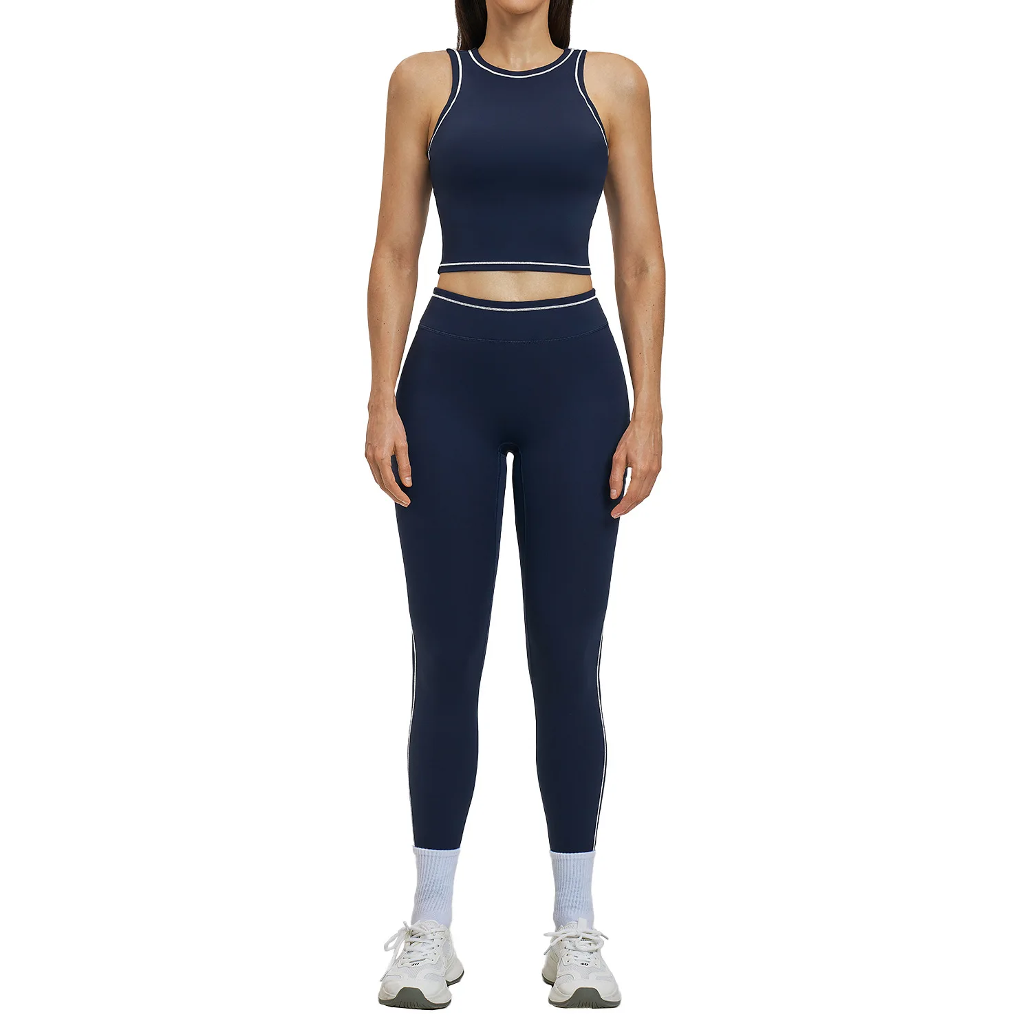 Maxdutti Color Blocking Nude Yoga Suit, Tight And Shockproof Sports Suit, Outdoor Running And Fitness Suit New Two Piece Set