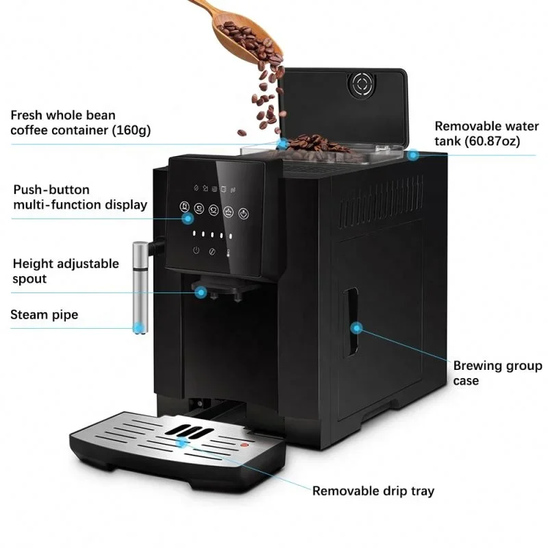 

# Professional Single Cup Bean Commercial Barista Programmable Coffee Maker With Grinder Machine