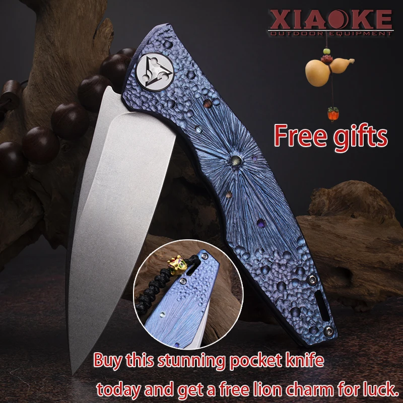 

Premium M390 Steel Titanium Folder, TC4 Meteorite Texture Handle, Collector's EDC Folding Knife, Camping Hunting Gift