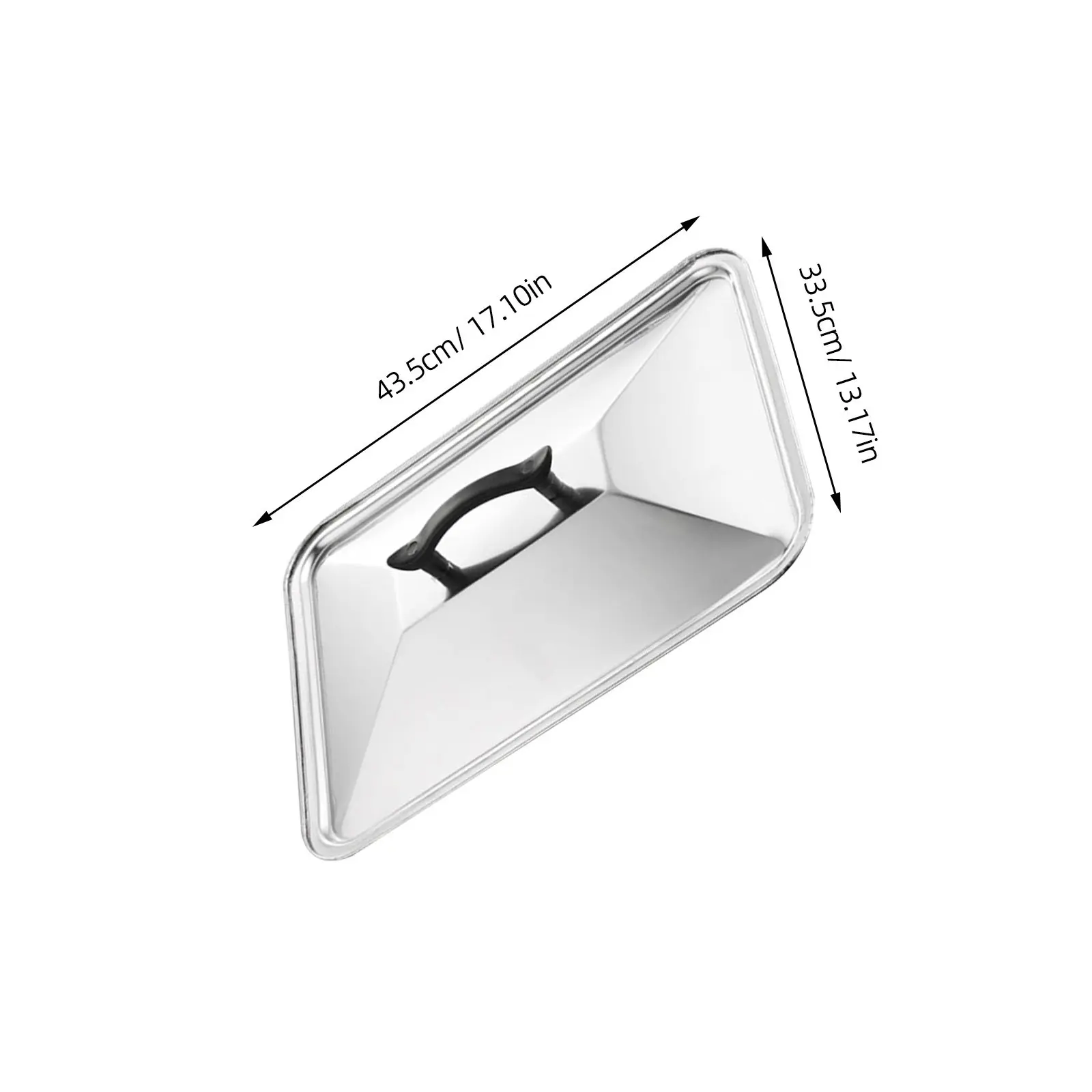 Large Stainless Steel Pot Lid 45x35cm with Anti-Spill Steam Lock & Heat-Retaining Handle