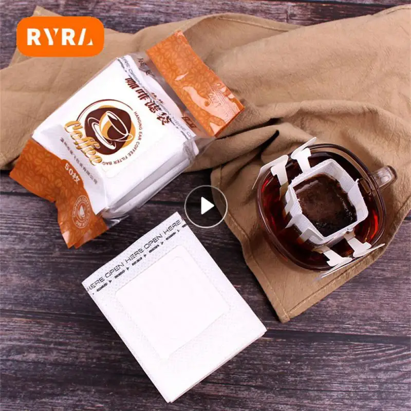 Pack Disposable Coffee Fliter Bags Portable Hanging Ear Style 50Pcs/Coffee Filters Eco-Friendly Paper Bag For Espresso Coffee