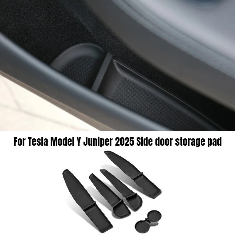 

For Tesla Model Y Juniper 2025 Side Door Storage Pad ABS Central Control Water Cup Holder Pad Organizer Tray Car Accessories