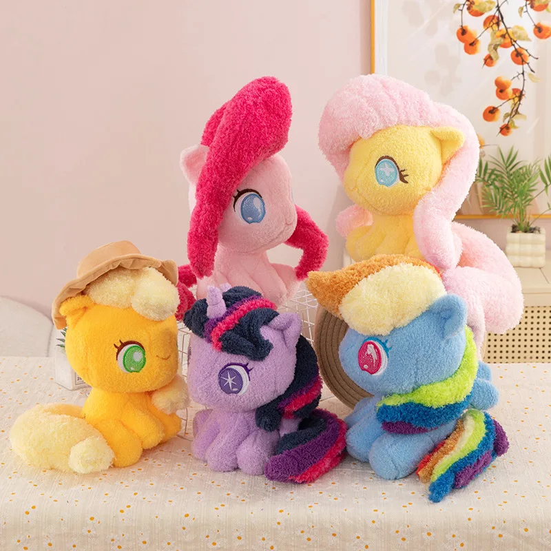 28cm bonito dos desenhos animados kawaii meu pequeno pônei crepúsculo brilho arco-íris traço apple jack boneca de pelúcia travesseiro decoração presente aniversário brinquedo