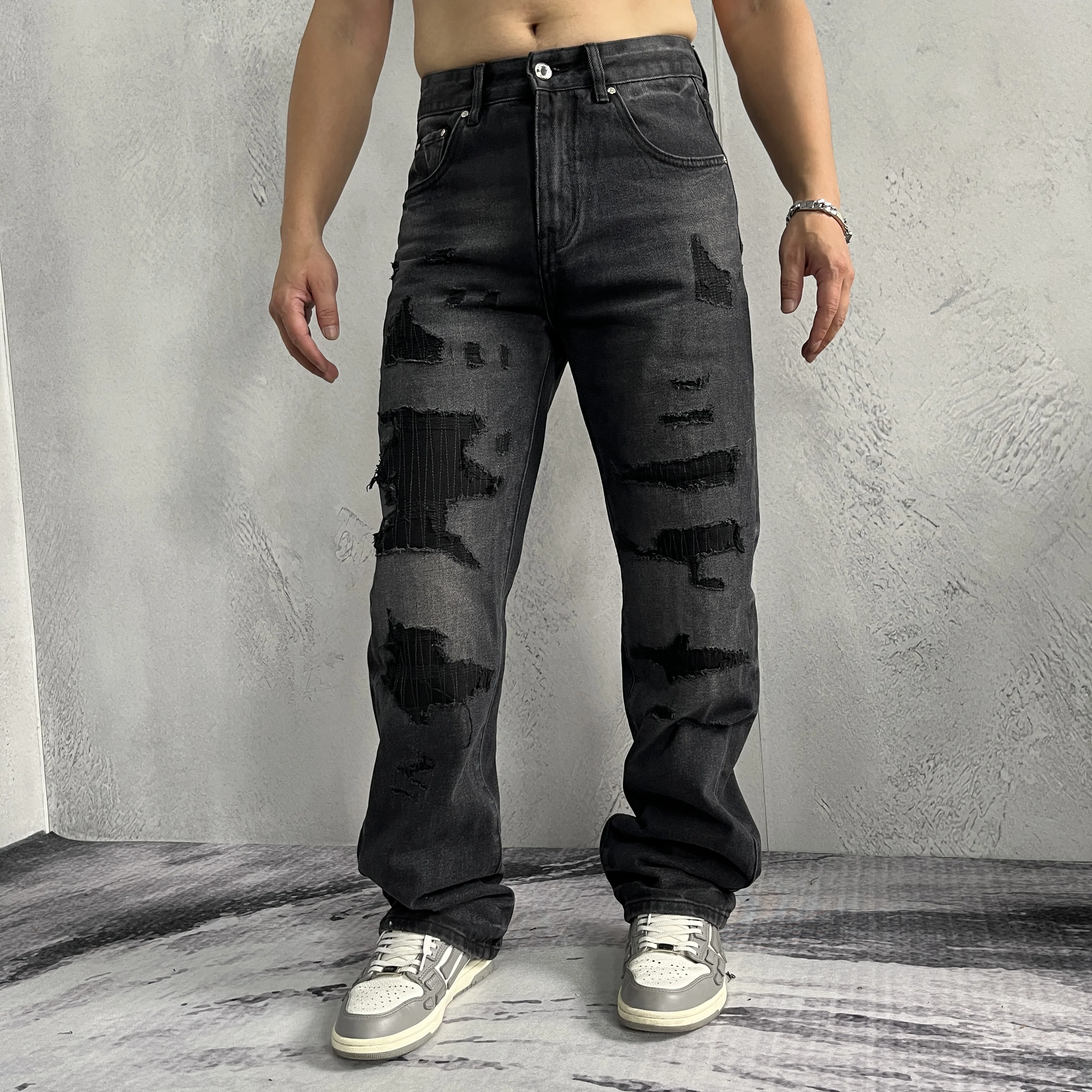 WK16 BLCG High Waist Super Quality  Loose Fitting Denim Pants  Heavy Thick Unisex Fashion Stylish Jeans