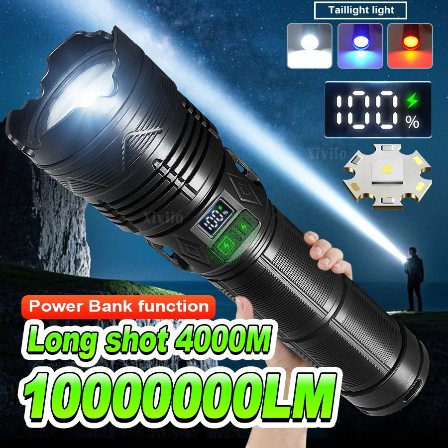 

Ультра яркие мощные светодиодные фонарики с дальним зумом, тактический фонарь, USB перезаряжаемый аварийный фонарик высокой мощности для кемпинга