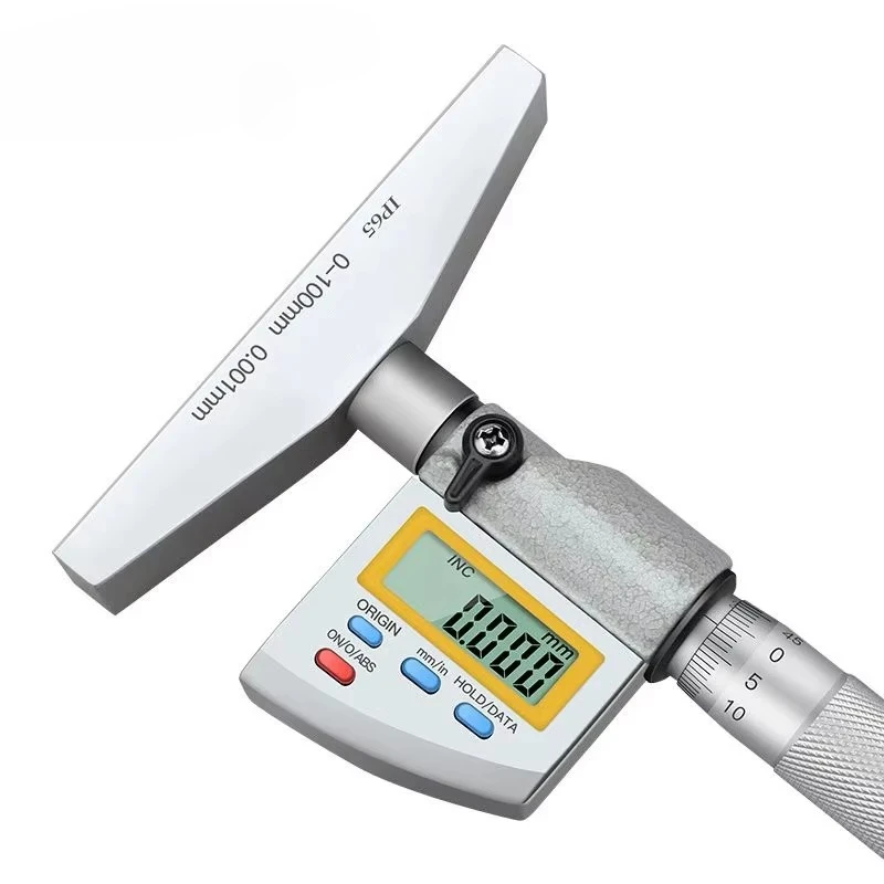 IP65 0-100mm Digital Display Depth Micrometer with Interchangeable Bar Resolution 0.001mm Multifunctional Measurement Tool