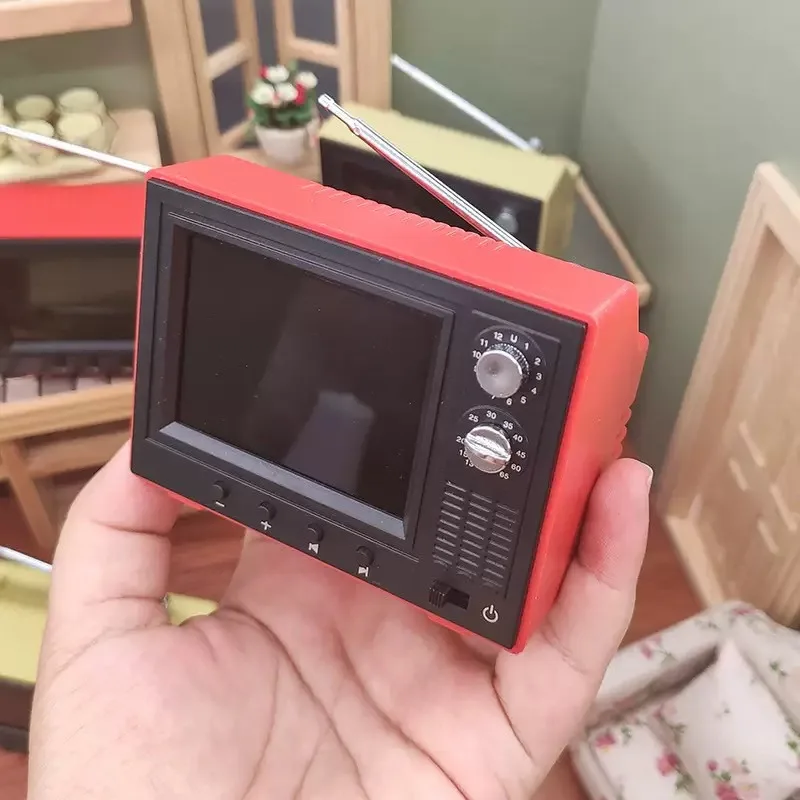 Mini small TV can watch and play 12-minute baby house miniature scene furniture model living room food and play props