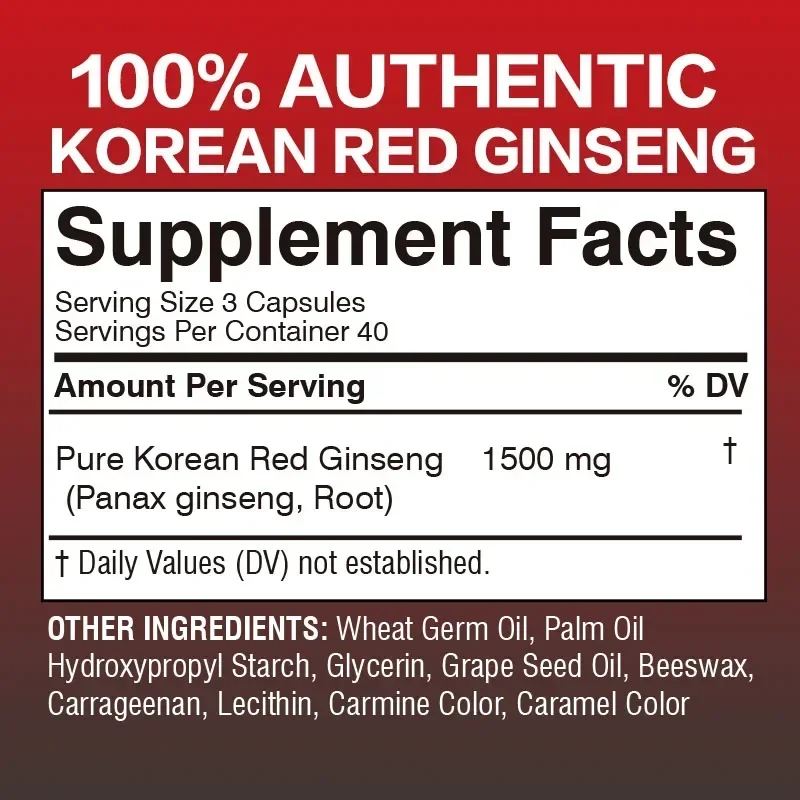Korean Red Panax Ginseng Supplement - Supply Natural Energy Boos, Enhances Endurance, Mood BalanceStrong, Boosts Performance