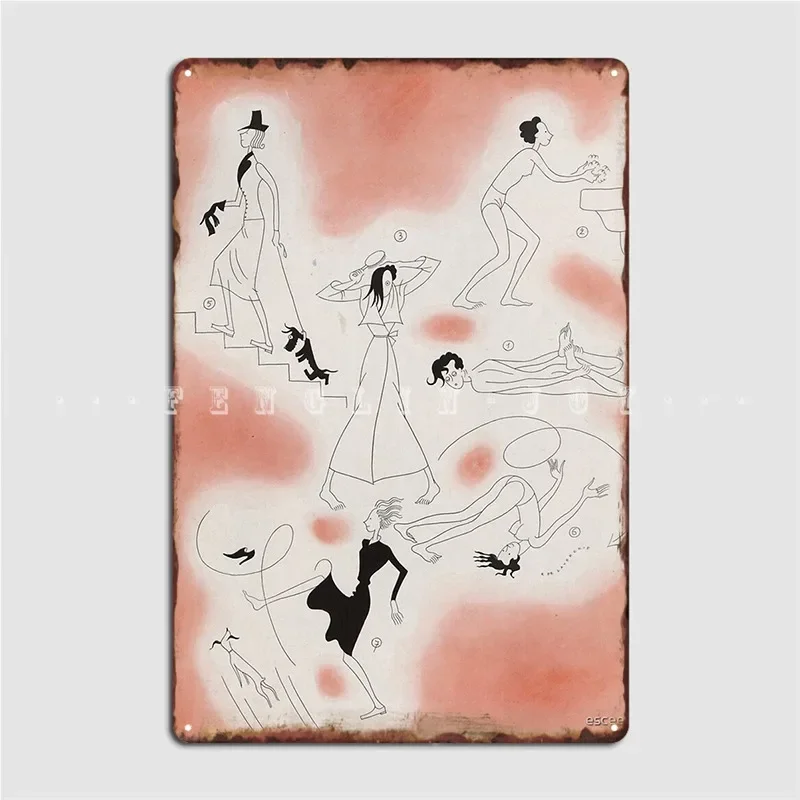 Women Daily Activities Yoga Walking Dog Woman Gymnastics Metal Sign Wall Mural Funny Mural Painting Mural Tin Sign Poster