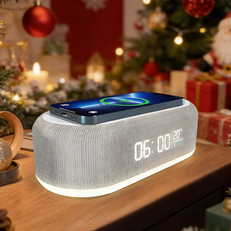 

Беспроводная зарядная панель-ночник с будильником, настольные часы-термометр для iPhone 17, 16, 15, 14, 13, быстрая зарядная док-станция