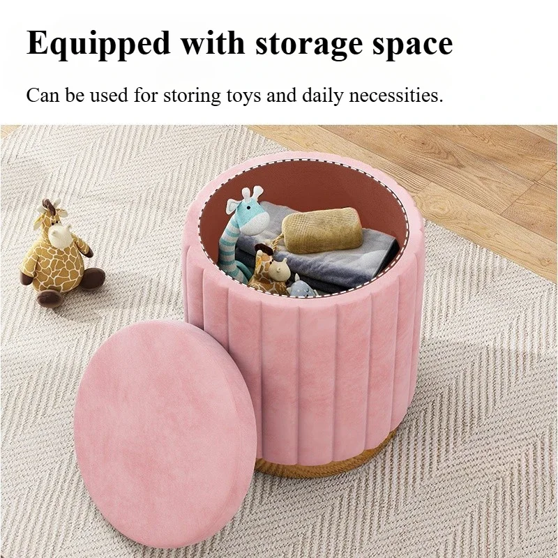 New Storage Round Stool, Shoe Changing Stool with Storage Space, Makeup Stool, Bedroom Dressing Table Round Stool