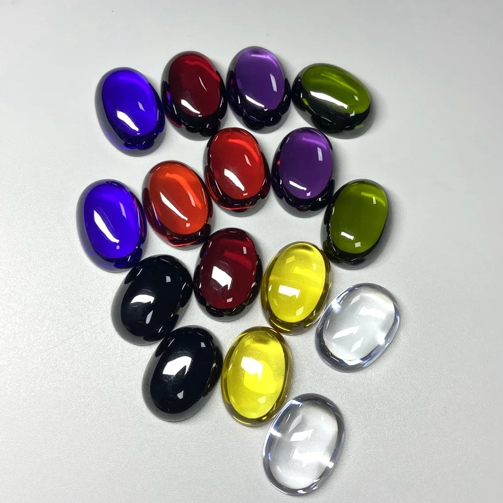 100pcs 1 Bag Machine Cut Colors Cubic Zircon Oval CZ Flat-back Cabochon Gemstones