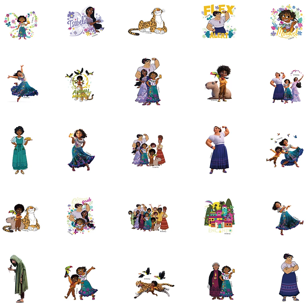 50pcs Funny Cute Cartoon Disney Anime Encanto Stickers For Laptop Water Bottle Luggage Notebook Vinyl Waterproof Graffiti Decals