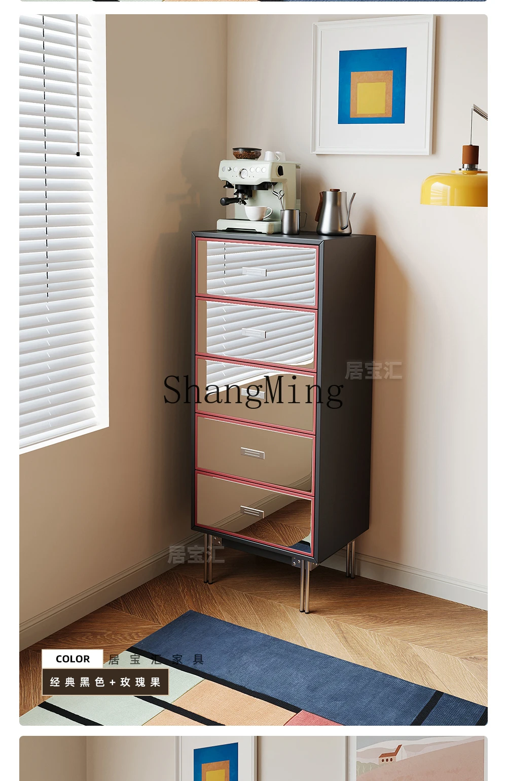 FG medieval style three-bucket cabinet  porch against the wall small apartment stainless steel storage cabinet
