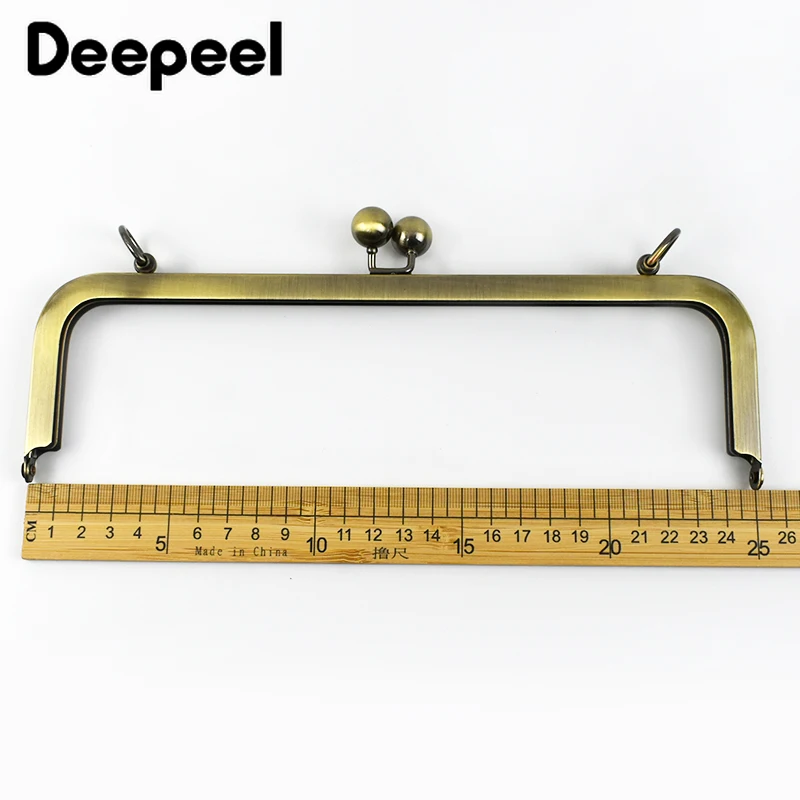 Deepeel 25cm Metal Square Purse Frame Bag Handles Kiss Clasp DIY Handbag Chain Sewing Brackets Screw Handle Accessories,1/2Pcs