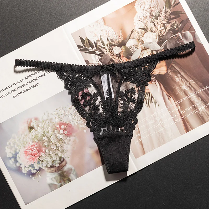Lace Panties Sexy Thong Women Underwear Briefs Breathable G String Seamless Low Waist Hollow Out Underpants Size S-XL - view 3