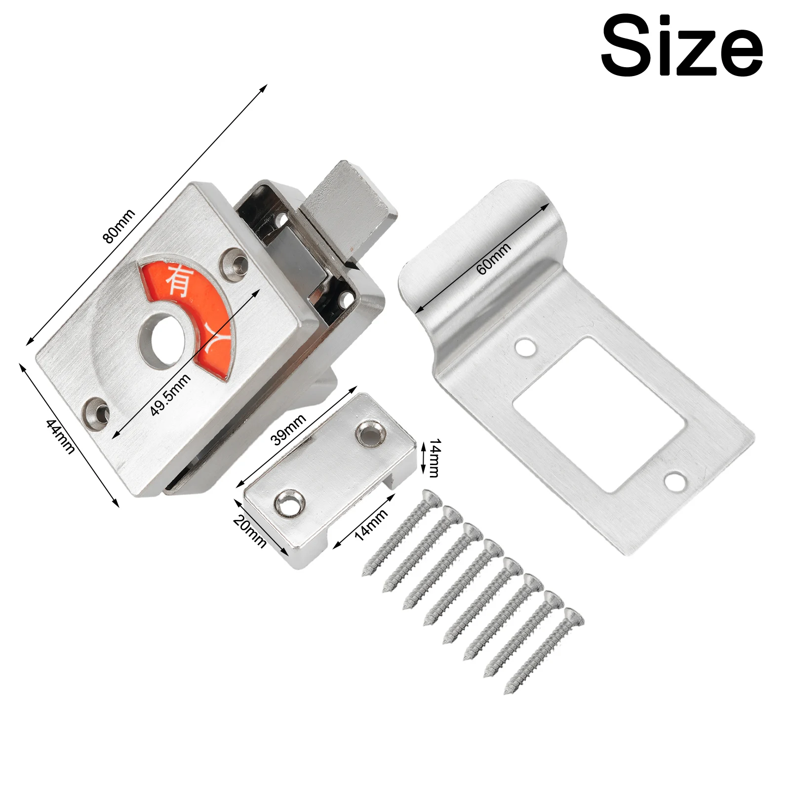 1Set Aluminum Alloy Partition Door Lock With Red Green Indicator Lock For Bathroom Dressing Room Restroom Deadbolt Hardware Part